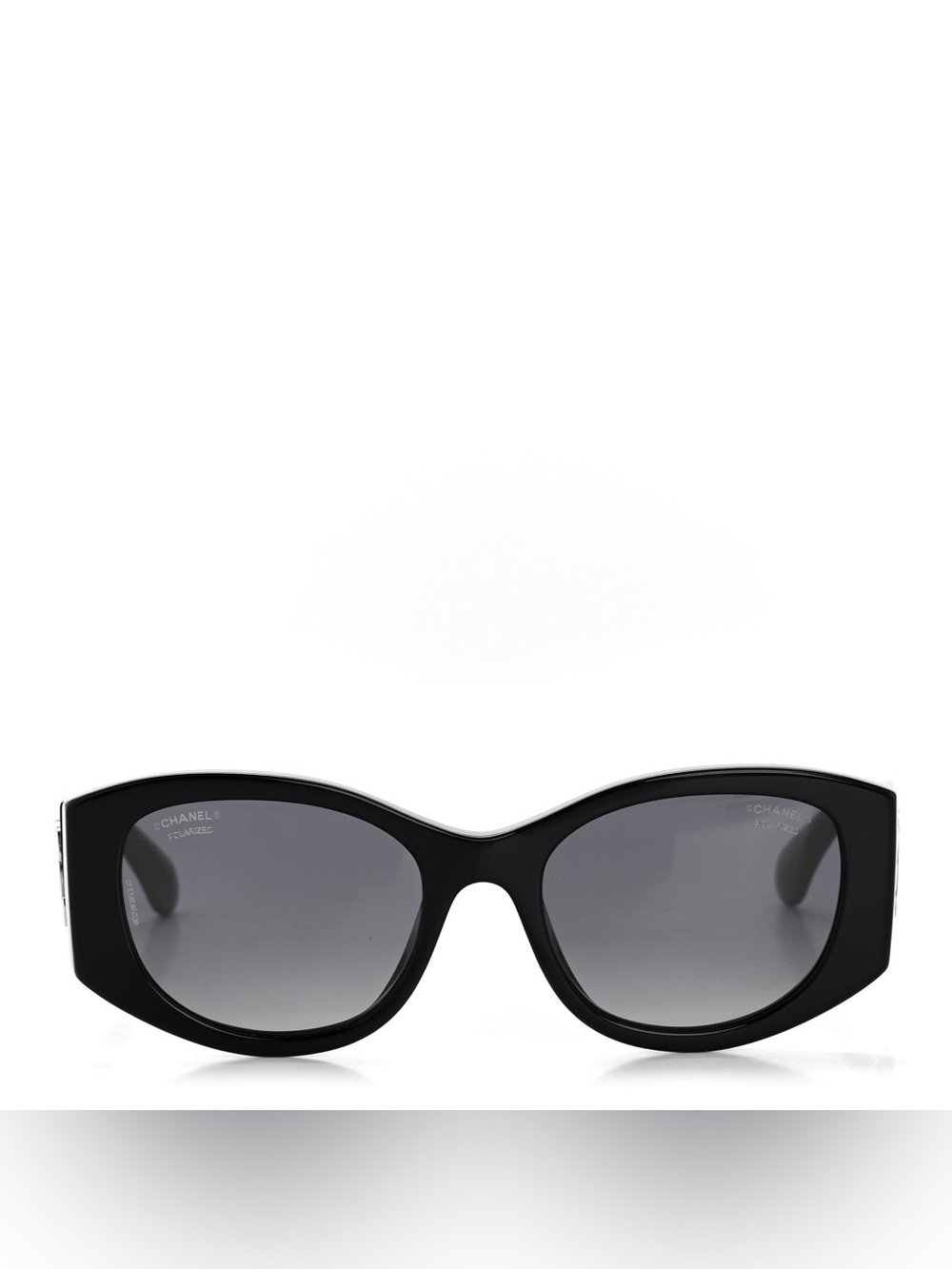 Chanel Acetate Oval Sunglasses 5524-A Black Beige